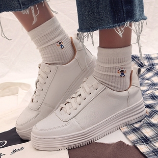 【福利价！】2017学院韩版系带小白鞋女白色运动厚底松糕单鞋学生