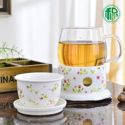茶具花茶欧式创意 耐热泡花茶玻璃陶瓷花茶杯碟组合茶具 玻璃杯子