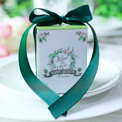 喜糖盒欧式简约创意个性婚庆结婚礼包装马口铁小号多肉绿色喜糖盒