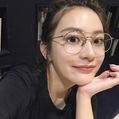 王柳雯同款眼镜框女潮2017新款平光镜圆脸个性眼镜架可配近视镜片