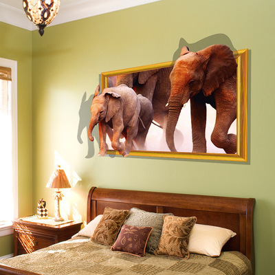 墙贴批发创意3D立体贴画家居装饰贴纸沙发墙面壁饰贴大象全国包邮