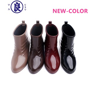秋冬季女式日本进口雨鞋中筒雨靴水鞋胶鞋时尚酒红防滑雨鞋包邮