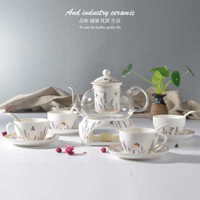 欧式玻璃陶瓷花茶套装英式 花茶壶花草茶具花茶壶茶杯茶具套装