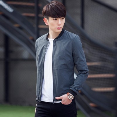 夹克男修身休闲男装外套棒球领显瘦上衣薄款秋装新款青年流行韩版