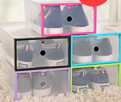 T彩色翻盖鞋盒 加厚塑料抽屉式鞋子收纳盒 自由组合整理盒批发