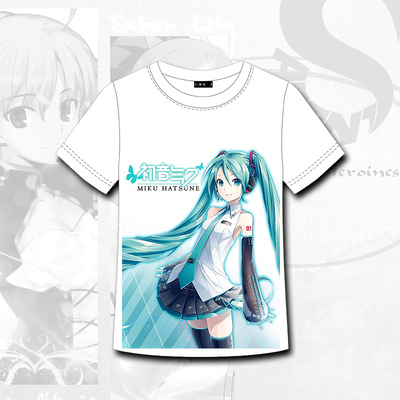 VocaloidV家初音未来MIKU动漫短袖T恤全幅白色人气热卖现货包邮