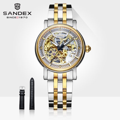瑞士三度士正品机械表男双面镂空复古手表手表自动机械表镶钻腕表