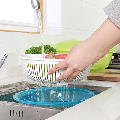 塑料带盖双层多用洗菜篮菜筐沥水篮水果篮蔬菜盆滤水盆滴水筛厨房