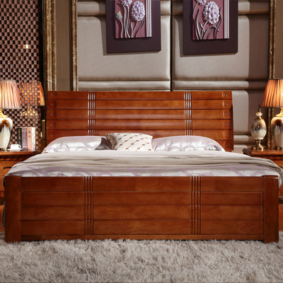 松上橡木实木床1.8米婚床双人床现代简约1.5米经济型家用卧室婚床