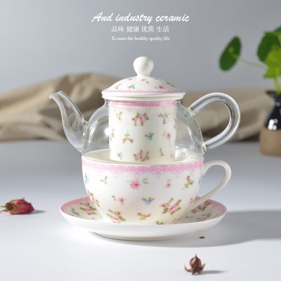 英式玻璃陶瓷茶具下午茶欧式创意咖啡杯碟茶壶茶杯子母壶套装