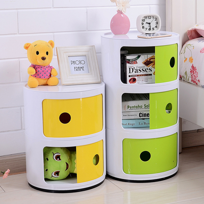 简约现代韩式塑料潮流儿童储物柜 圆形收纳柜 床头柜多层整理柜