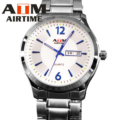 ATM AIRTIME 手表男款星期日历双显示夜光男士时尚潮流石英男腕表