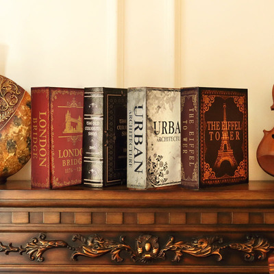 欧式仿真道具假书盒复古英伦摆件装饰品书本盒子书房书橱书柜摆设