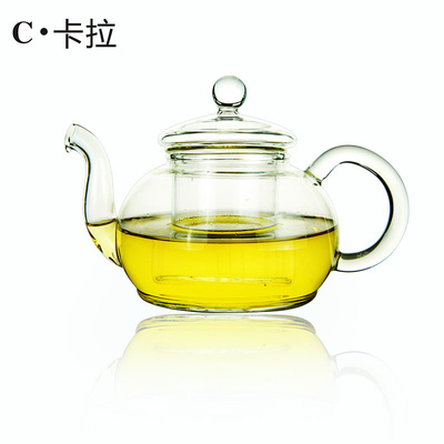 c卡拉加厚过滤玻璃茶壶耐热泡茶壶玻璃茶具套装水果花茶壶耐高温