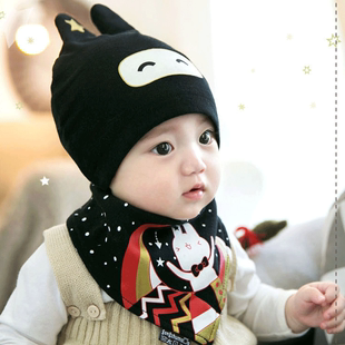 韩版婴儿帽子秋冬季宝宝纯棉套头帽0-3-6-12个月新生儿胎帽男女童