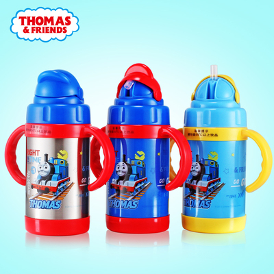 托马斯儿童保温杯便携不锈钢宝宝带吸管手柄防漏水杯子瓶创意水壶