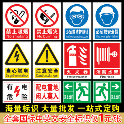 安全标识牌反光安全警示牌禁止吸烟警告禁止消防标示标志提示牌贴