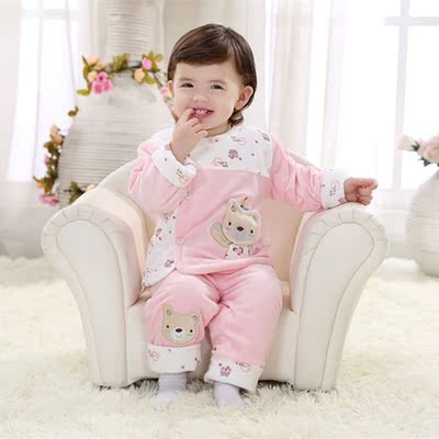 婴儿衣服春秋服装 0-1岁男女宝宝薄棉外出服三件套女宝宝外套