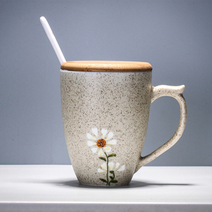 陶瓷杯 简约马克杯情侣杯 带盖勺水杯 骨瓷咖啡杯牛奶杯 杯子陶瓷