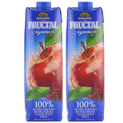 欧洲原装进口富拉卡特苹果汁100%浓缩复原果汁饮料尝鲜装1L*2瓶