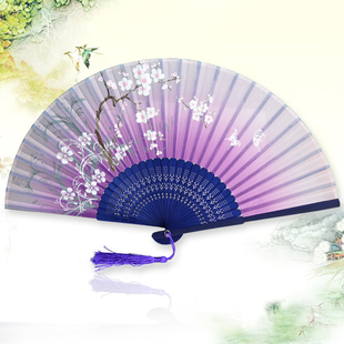 折扇包邮中国风古典绫绢男式折扇女式古风扇子夏季舞蹈礼品扇扇子