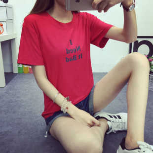 2016韩国风bf字母印花潮流女学生宽松简约短袖T恤