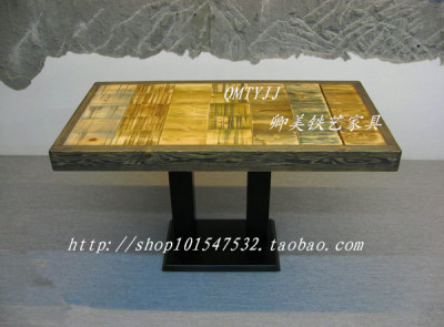 LOFT工作台老松木画桌复古做旧家具铁木餐桌书桌 办公桌 茶几书桌
