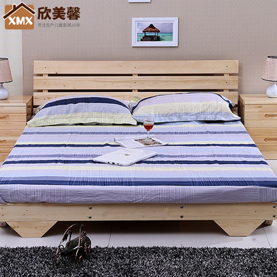 简易实木床单人双人成人床榻榻米松木床1米1.2米1.5米1.8米可定制