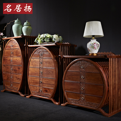 名居扬 现代新中式红木家具套房组合三四五斗柜圆型实木雕花斗柜