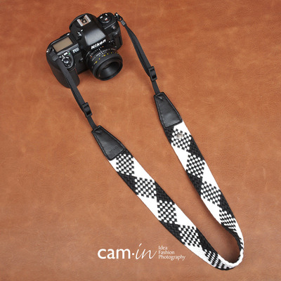 cam-in 马赛克系列通用 单反相机背带 黑白色编织摄影肩带cam8670