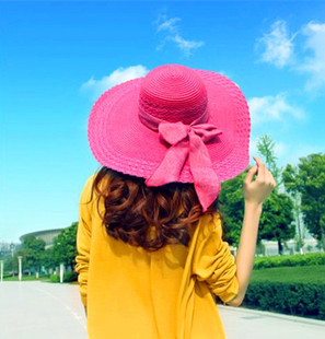 遮阳帽防紫外线帽子韩版潮大沿草帽可折叠夏天太阳帽女防晒沙滩帽