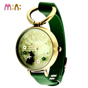 韩国min女士i手表 复古软陶女表 时尚潮流学生手表 皮带绿色女表