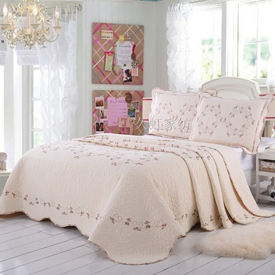 欧式全棉绣花绗缝被床盖床罩加厚床单空调被夏凉被纯棉被水洗特价