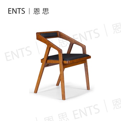 北欧现代餐椅进口全实木餐椅扶手椅咖啡西餐厅椅美式餐椅
