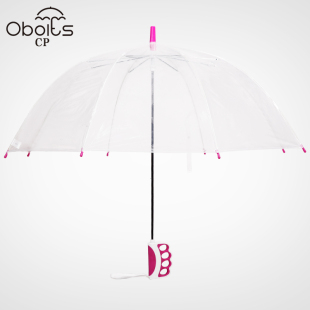 Obolts 创意直握伞头雨伞 透明雨伞 女士POE可爱直柄长柄伞