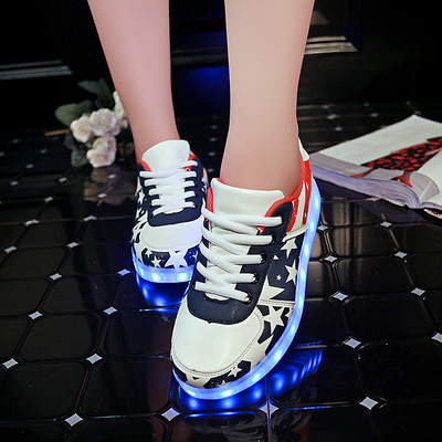 七彩发光鞋男荧光鞋LED带灯女鞋充电鞋底会亮的鞋子小白鞋