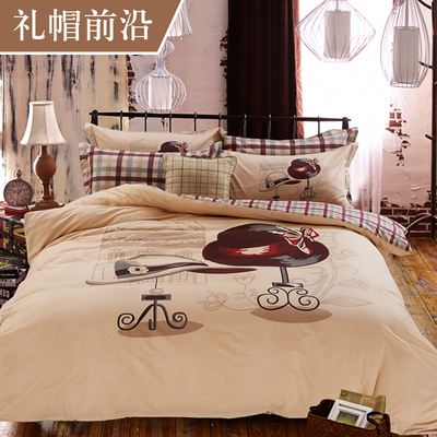 韩式卡通四件套双人床1.5/1.8米/2.0m床上用品磨毛斜纹加厚床单冬