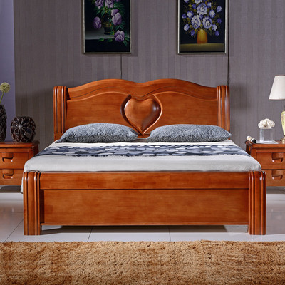安徽合肥橡木床实木床1.8床橡木床婚床板式双人床木头床现货包邮