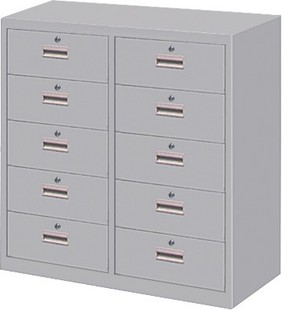 钢制资料柜加厚0.8铁皮柜办公矮柜抽屉柜工具柜双排五斗储物柜