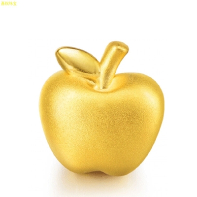 3D硬金苹果转运珠 足金手链 平安夜礼物 黄金苹果 情侣红绳幸运珠