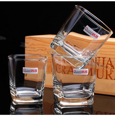泰国进口 Ocean威士忌玻璃杯四方杯大号洋酒杯 酒吧KTV专用 6支装