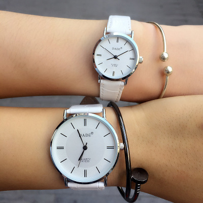 2015秋冬新款韩版简约学生情侣手表一对真皮带防水男女士情侣手表