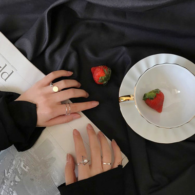 日韩国骨节原宿戒指女潮个性韩版关节戒指环女食指套装组合饰品