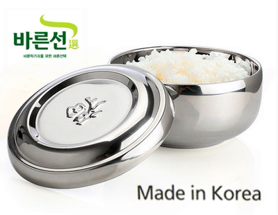带盖不锈钢碗 双层防烫加厚米饭碗 韩国韩式真空碗 儿童饭碗