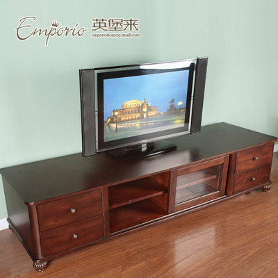 英堡来 美式乡村电视柜组合 欧式客厅家具 实木电视柜新古典地柜