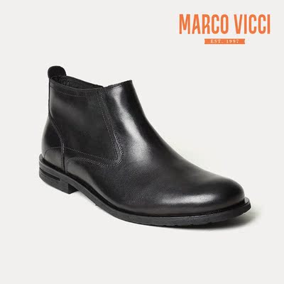 MARCO VICCI 商务男鞋 牛皮真皮短靴 正装男士秋冬皮鞋M4229