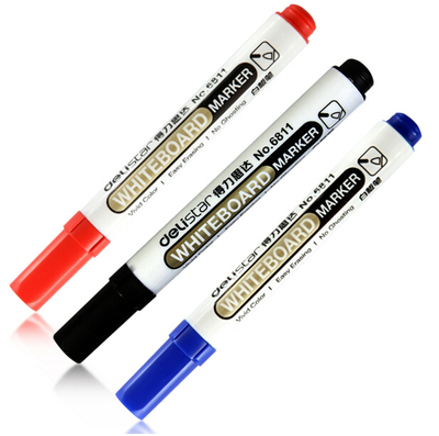得力6811白板笔 可擦水性白板书写笔 展示板笔 大容量 黑红蓝三色