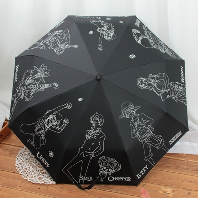 动漫海贼王全自动伞 卡通三折伞创意趣味晴雨伞 银胶防晒太阳伞