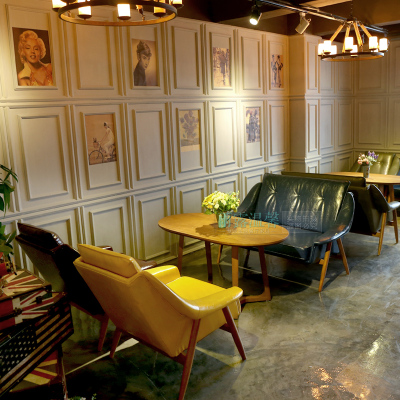 简约北欧咖啡厅桌椅卡座沙发组合西餐厅实木酒吧沙发休闲创意沙发