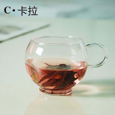 透明玻璃水杯子创意茶杯家用套装泡茶牛奶花茶耐热办公室杯单层杯